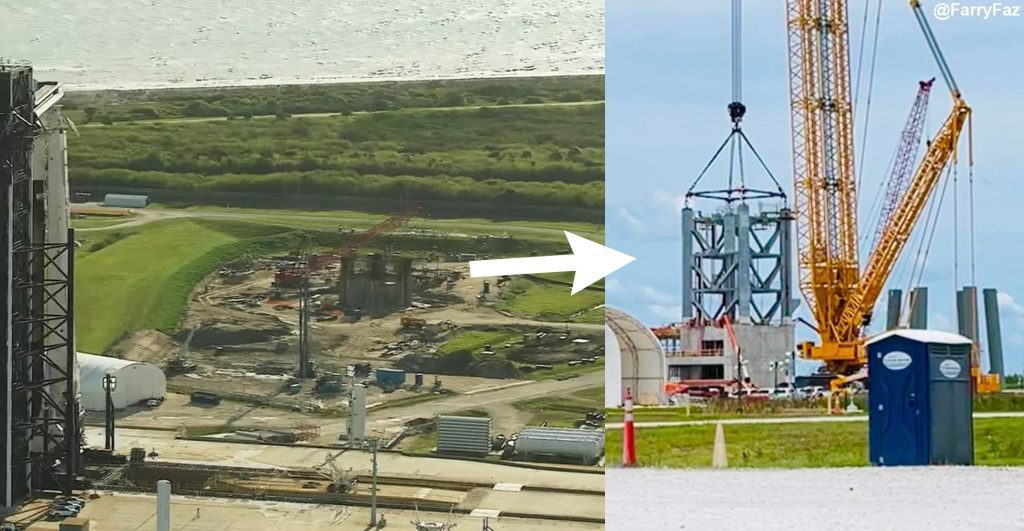 SpaceX begins stacking the Florida Starship's launch tower