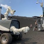 Rover collects rocks on an active volcano to simulate a lunar mission