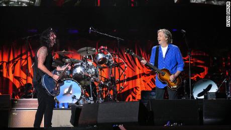 Grohl and McCartney perform at the first of two Hawkins honors. 